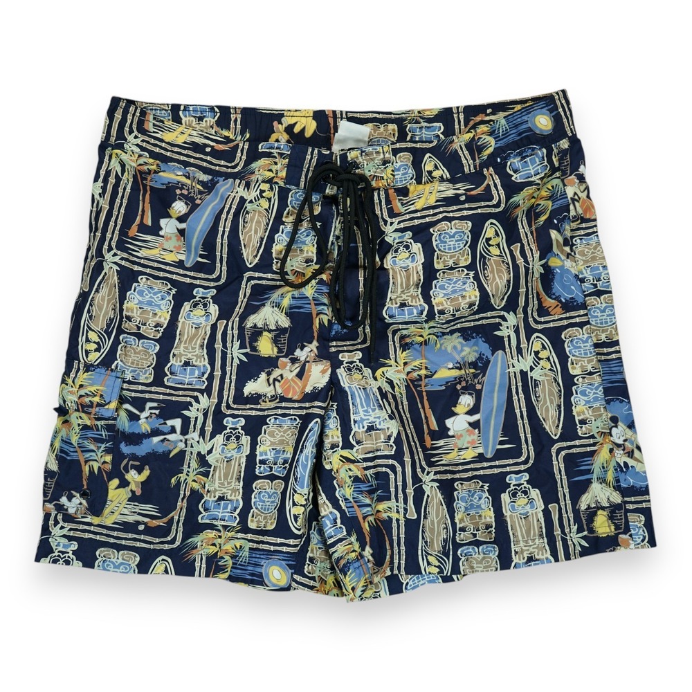 Vintage Disney Mickey Mouse USA Short Swim Trunks Large Mesh Lined Polynesian
